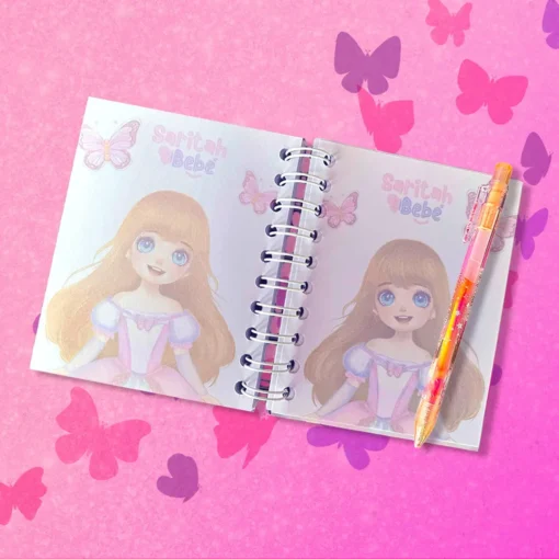 Libreta de Saritah bebé con plúma magica de colores